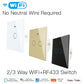 New Upgrade RF433 WiFi Wall Touch Switch No Neutral Wire Needed Wireless Smart Life/Tuya App Remote Control Works with Alexa Google Home EU 1/2/3 Gang White - Moes