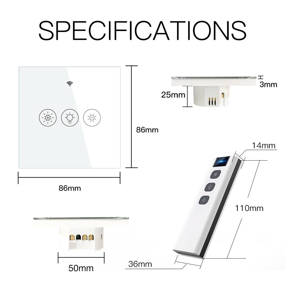New WiFi RF Smart Light Dimmer Switch 2/3 Way Muilti-Control Association EU White - Moes