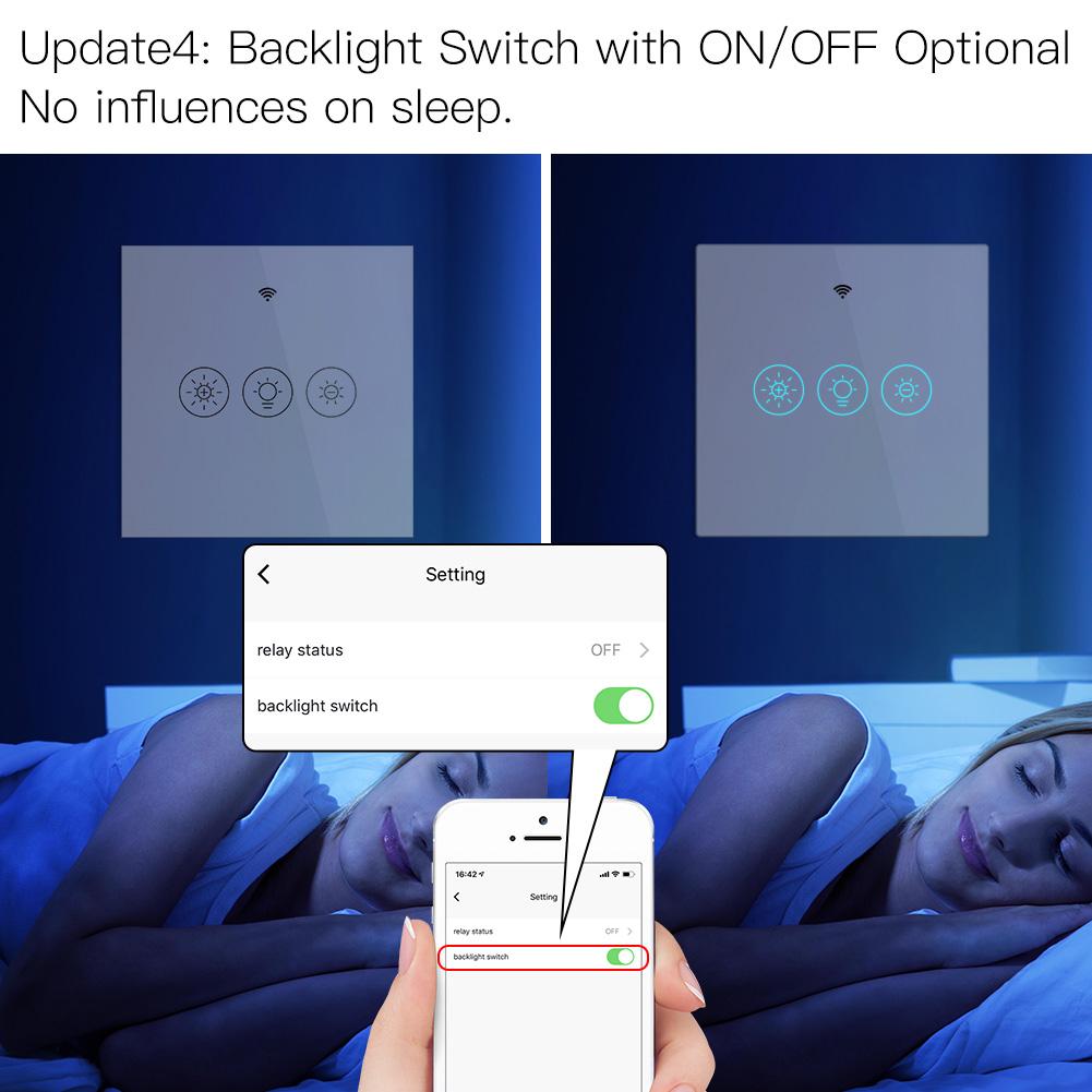 New WiFi RF Smart Light Dimmer Switch 2/3 Way Muilti-Control Association EU White - Moes