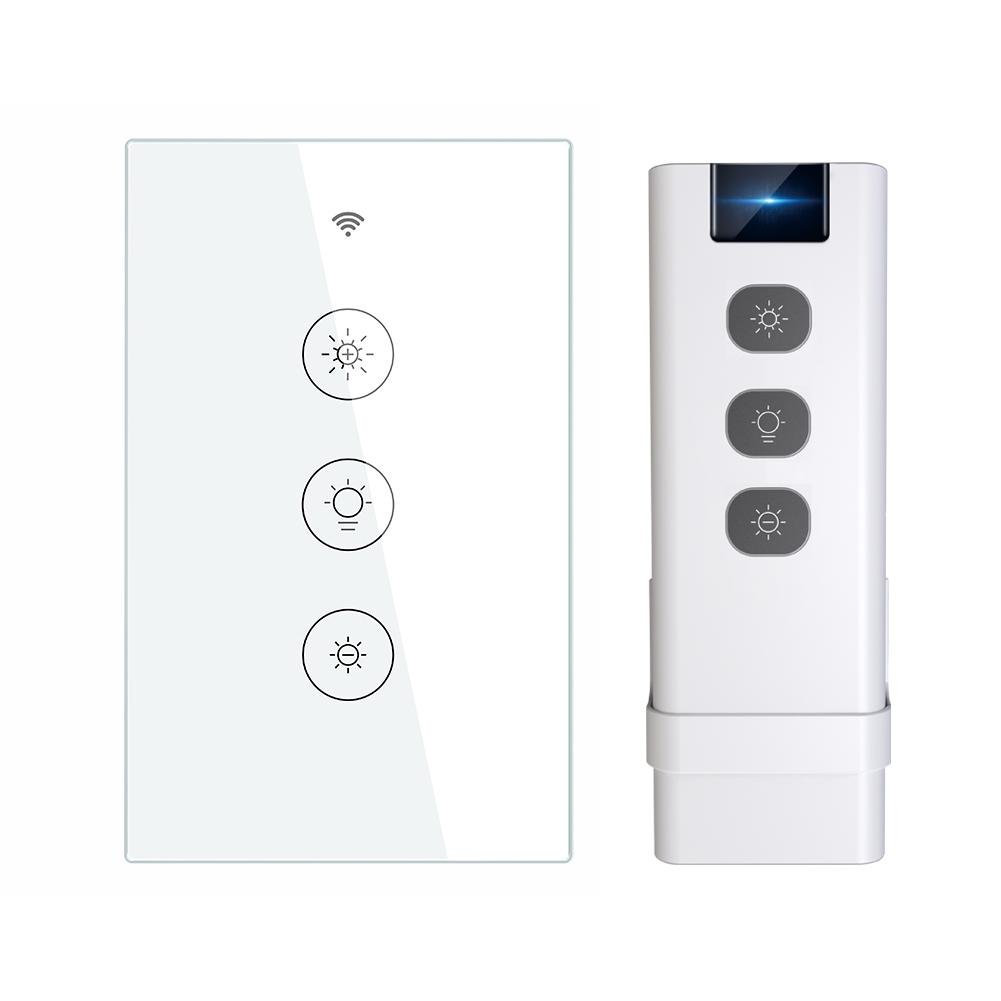 New WiFi RF Smart Light Dimmer Switch 2/3 Way Muilti-Control Association Smart Life/Tuya APP Relay Status Backlight Switch OFF RF Remote Control US - Moes