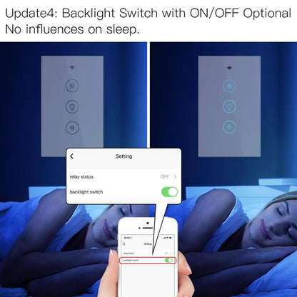 New WiFi RF Smart Light Dimmer Switch 2/3 Way Muilti-Control Association Smart Life/Tuya APP Relay Status Backlight Switch OFF RF Remote Control US - Moes
