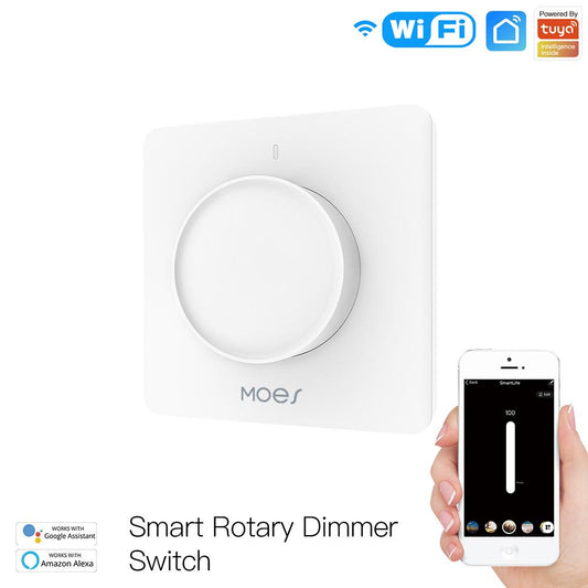 New WiFi Smart Rotary Light Dimmer Switch Schedule Timer Brightness Memory EU - Moes