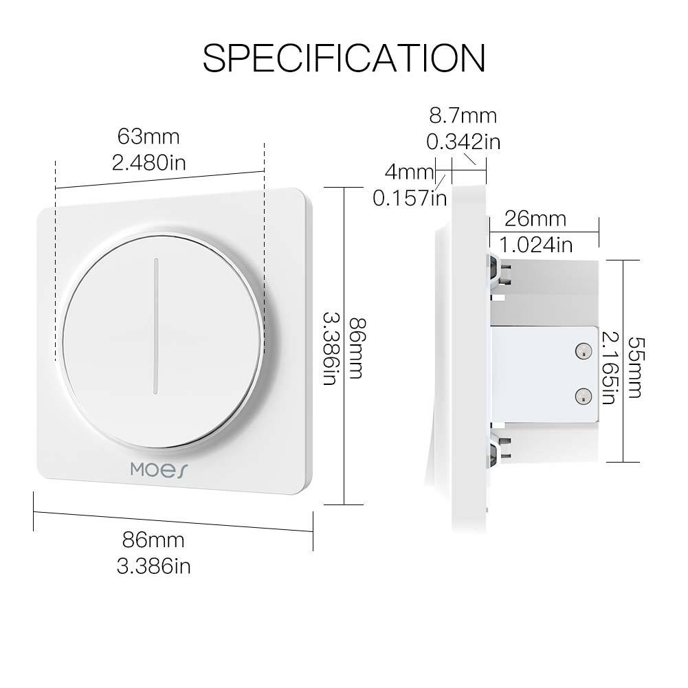 WiFi Round Dimmer SwitchSlide Led Dimmable Slim Touch Smart Switch – MOES