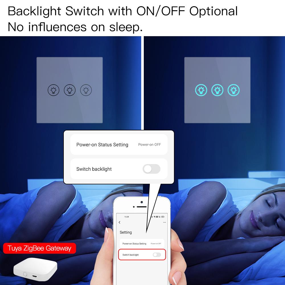 Backlight Switch with ON/OFF Optiona No influences on sleep - Moes