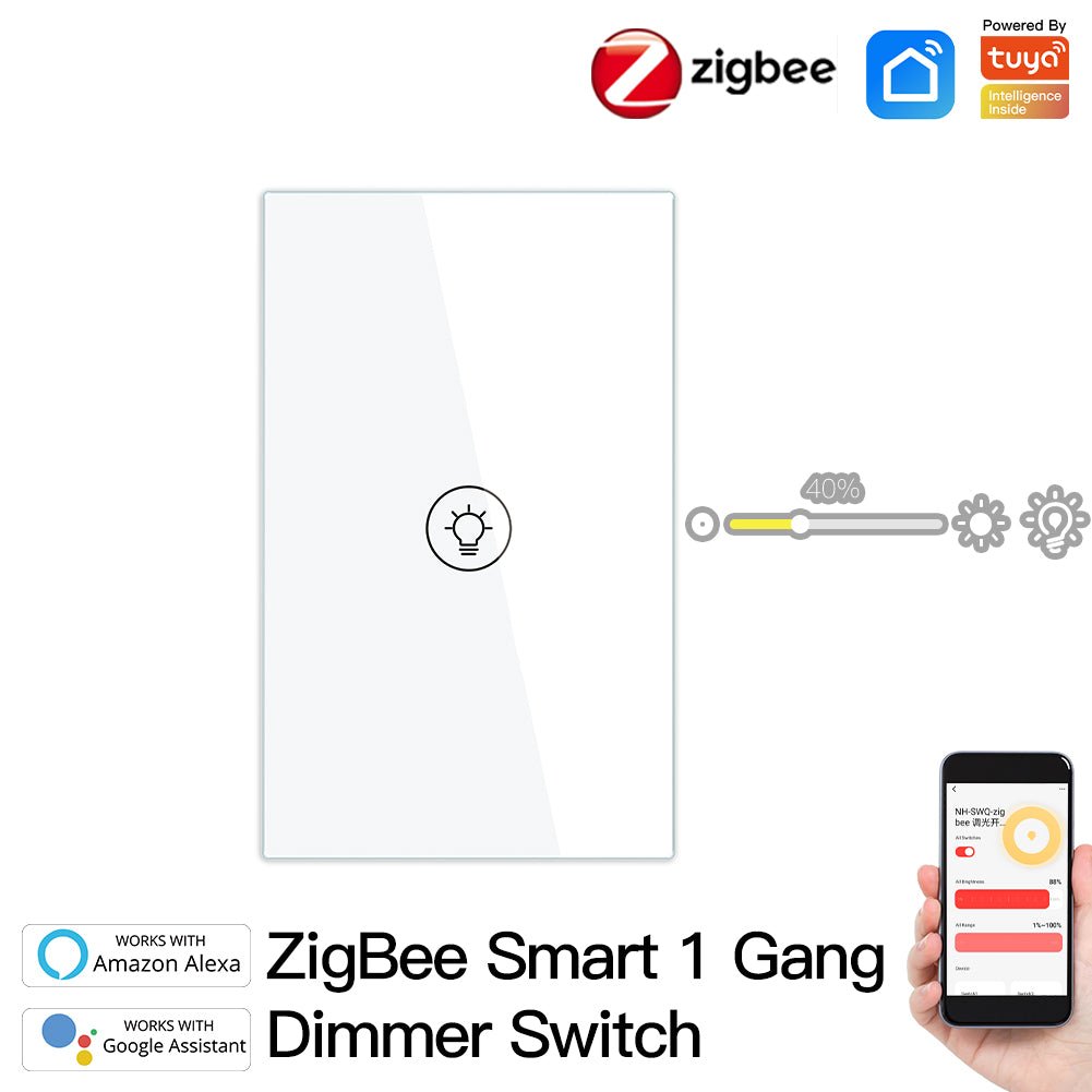 New ZigBee 3 Gang Smart Light Dimmer Switch Independent Control Smart Life/Tuya APP Relay Status Backlight Switch OFF RF Remote Control Works with Alexa Google Voice Assistants - Moes