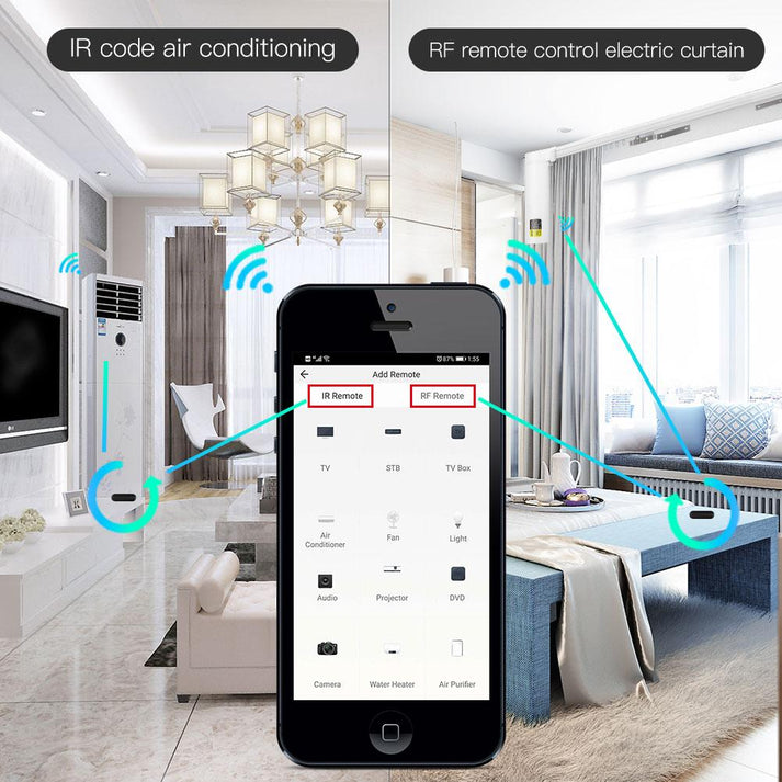 Smart WiFi RF IR Universal Remote Controller|315 433MHz Smart Control ...