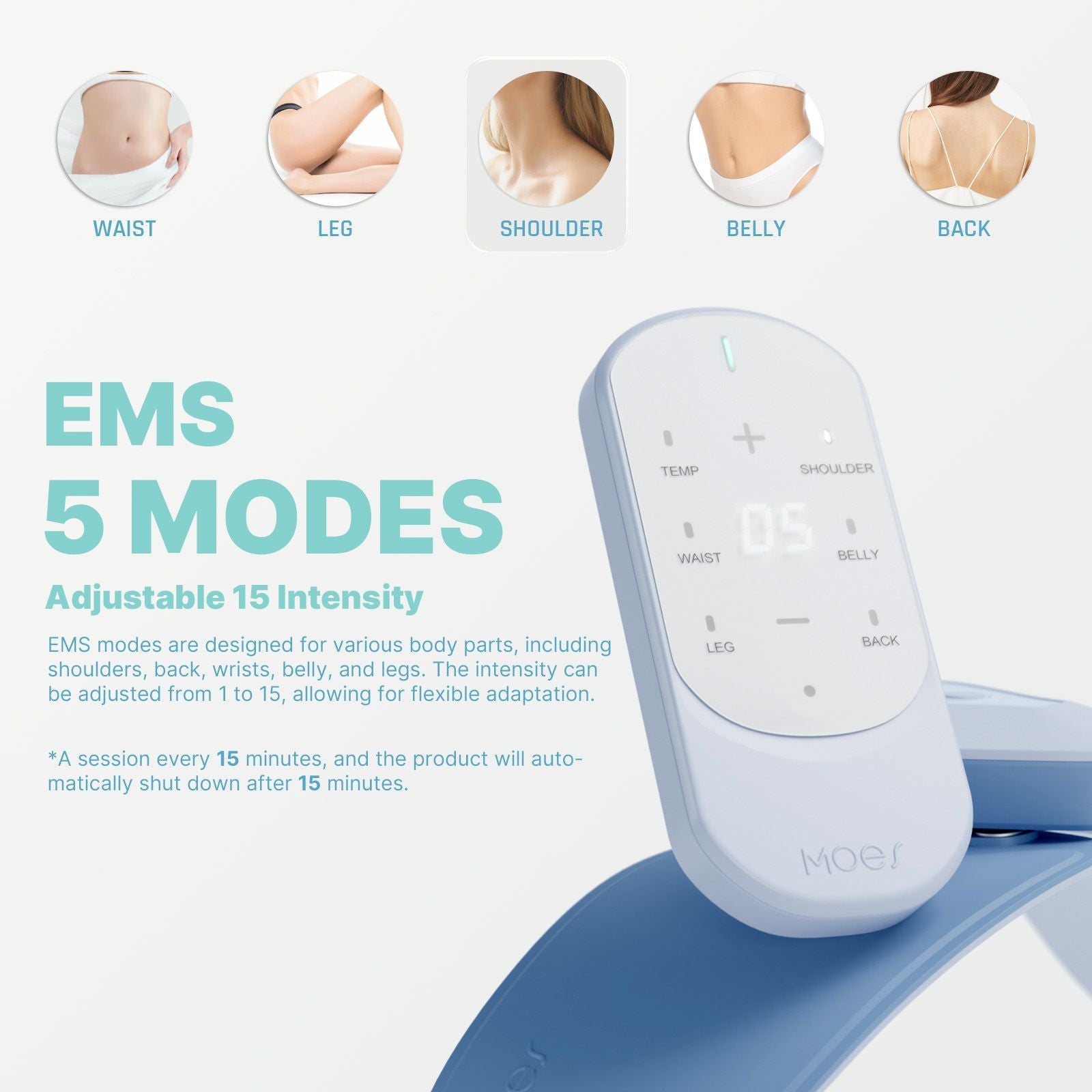 Portable Wireless TENS with Heat for Menstrual/Back/Shoulder/Neck/Leg Pain Relief - MOES
