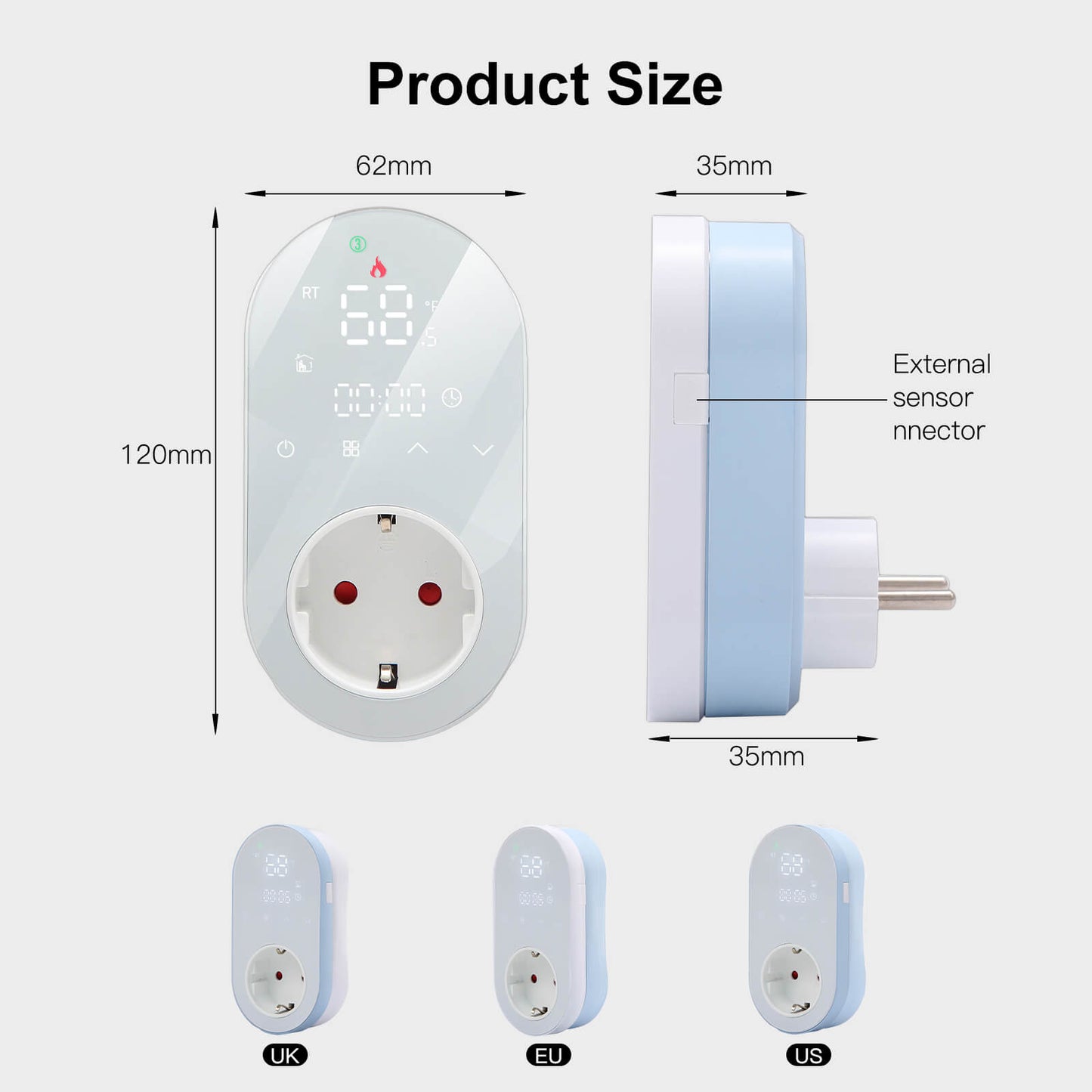 Programmable Smart WiFi LED Thermostat Plug Outlet Wireless Electric Plug-in Thermostat Socket - MOES