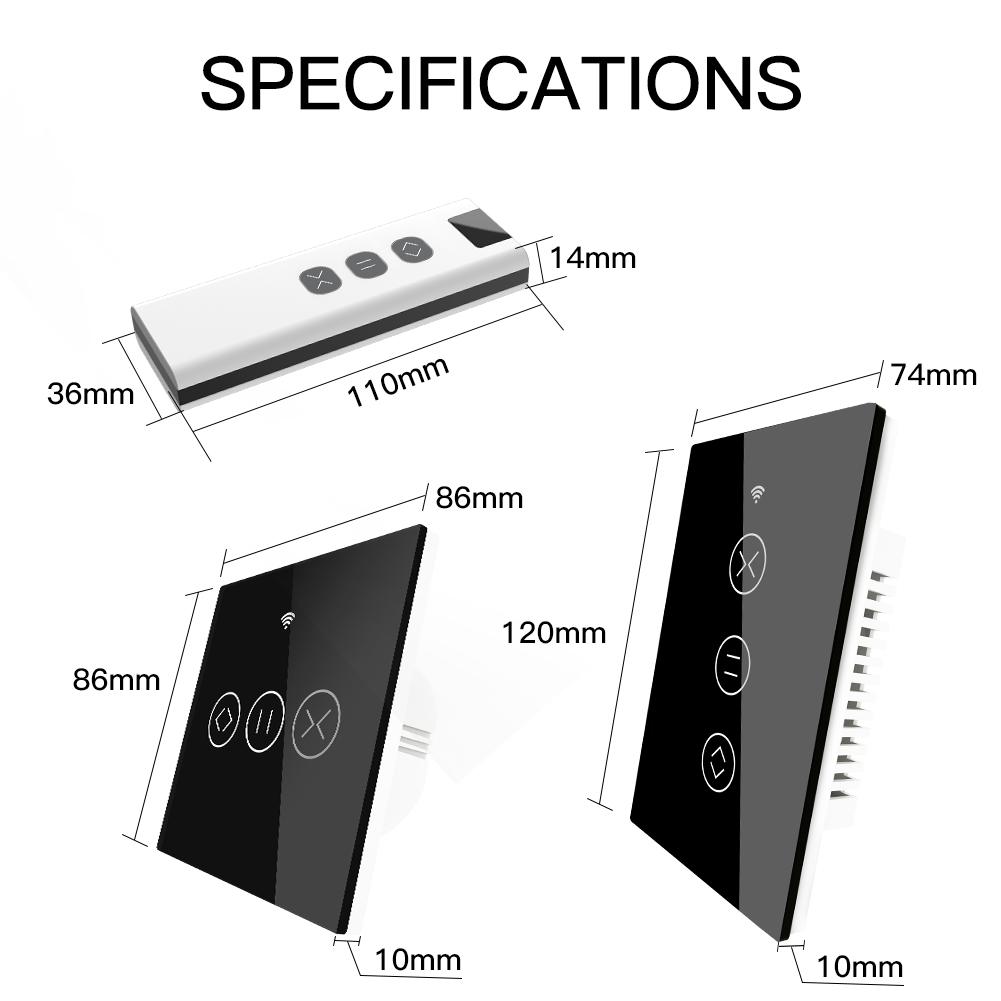 RF WiFi Smart Touch Curtain Blinds Roller Shutter Switch US - Moes