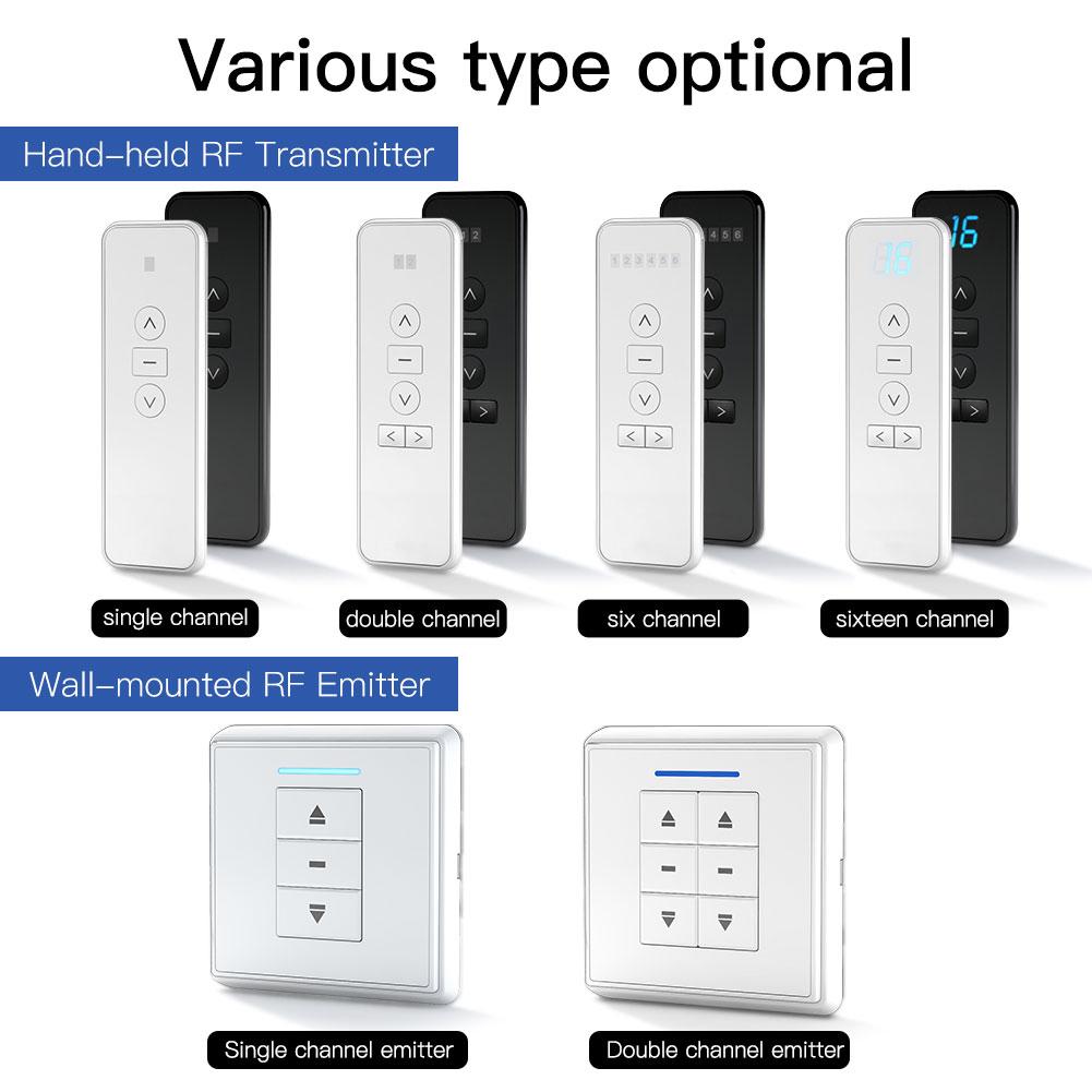 RF433 Remote Emitter For Controlling WiFi ZigBee Curtain Motor Hand-held Wall-Mounted Transmitter Multiple Channels Optional - Moes