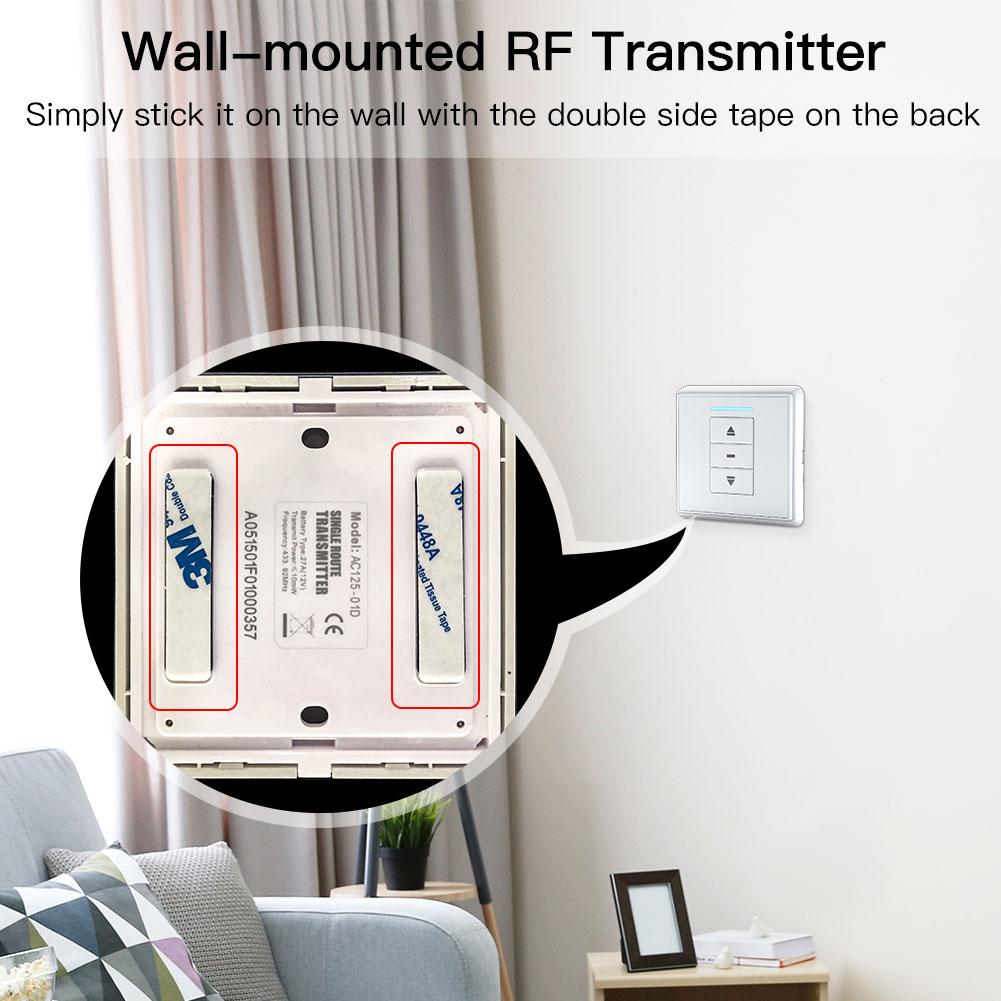 RF433 Remote Emitter For Controlling WiFi ZigBee Curtain Motor Hand-held Wall-Mounted Transmitter Multiple Channels Optional - Moes