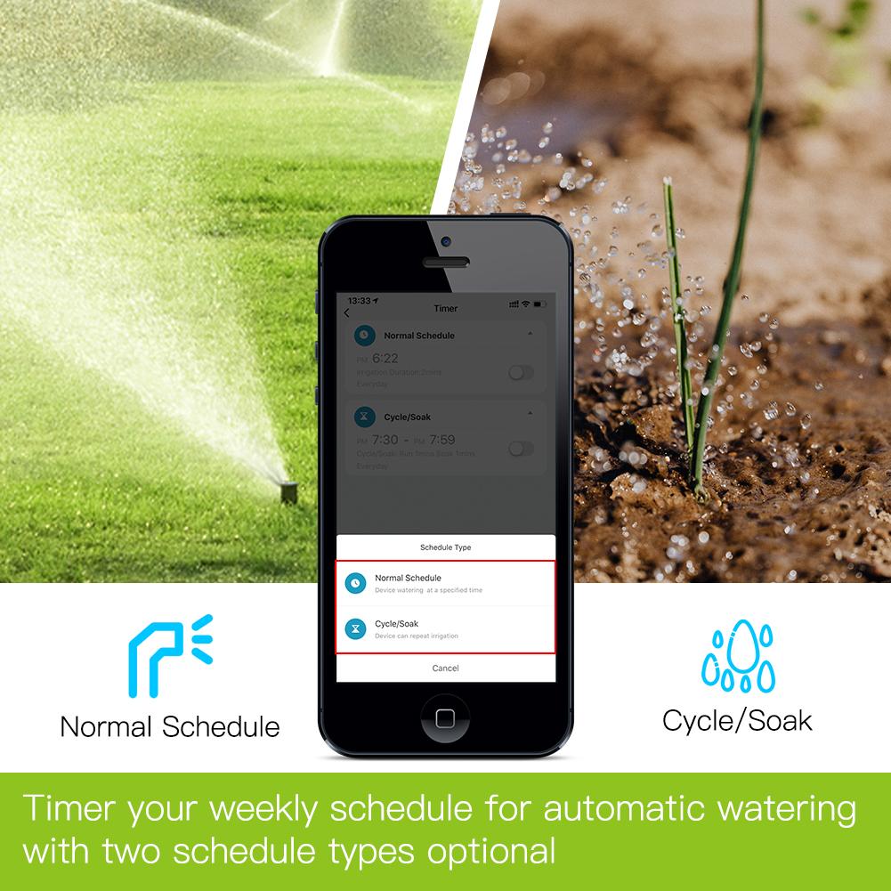 Timer your weekly schedule for automatic watering with two schedule types optional - Moes