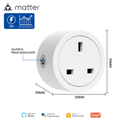 Smart Plug Matter WiFi Socket Timer Outlet Power Monitor - MOES