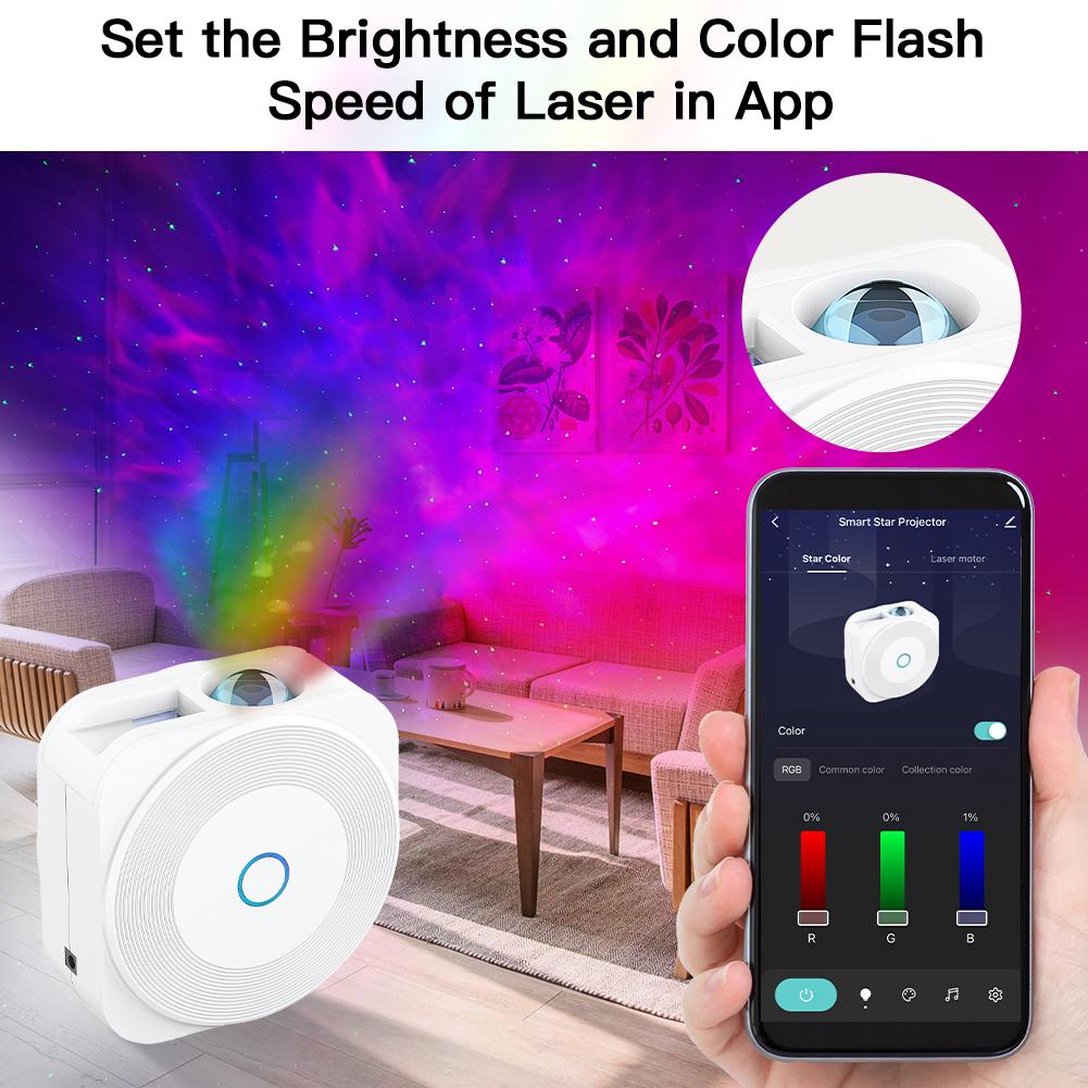 Smart Star Projector with Galaxy Nebula Cloud/Moving Ocean Wave, Star Sky WiFi Night Light Projector Music Player - Moes