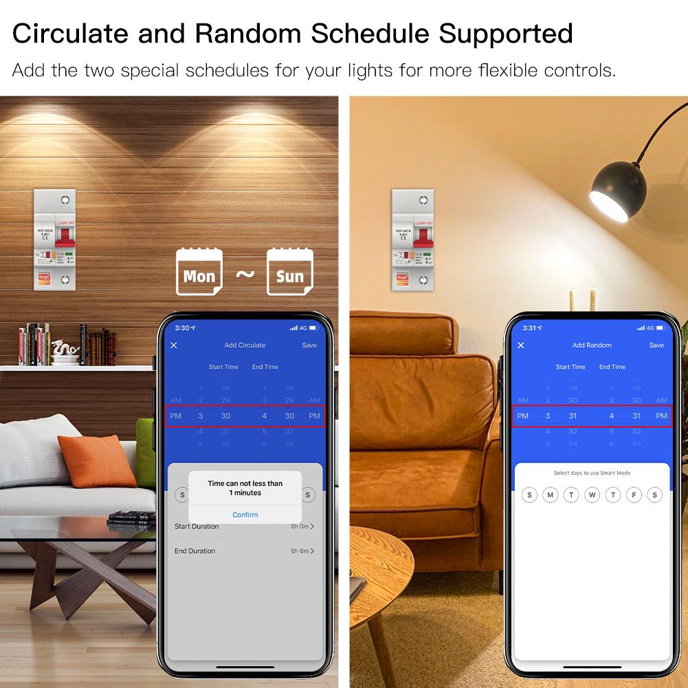Smart WiFi Circuit Breaker IoT Air Switch Overload Short Circuit Surge Protection Work with Smart Life/Tuya Smart APP Voice Control with Alexa Google home - Moes