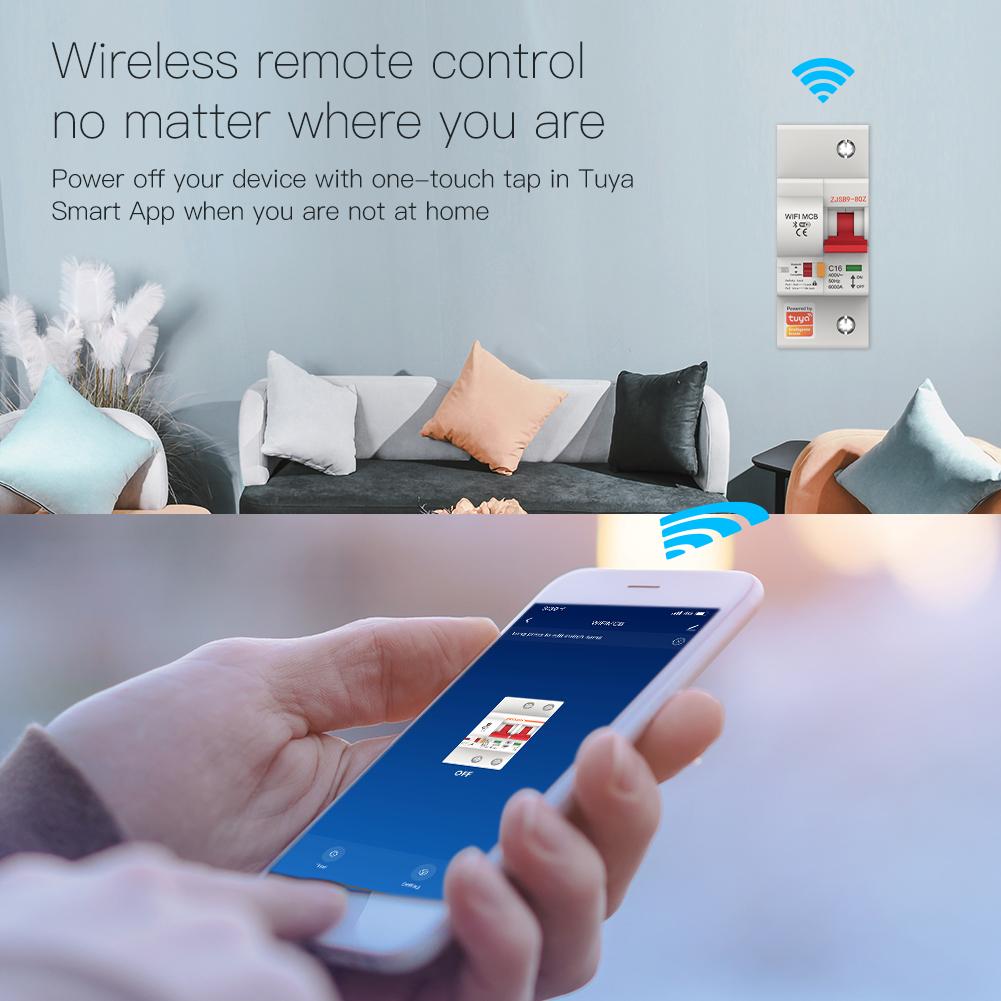 Smart WiFi Circuit Breaker IoT Air Switch Overload Short Circuit Surge Protection Work with Smart Life/Tuya Smart APP Voice Control with Alexa Google home - Moes