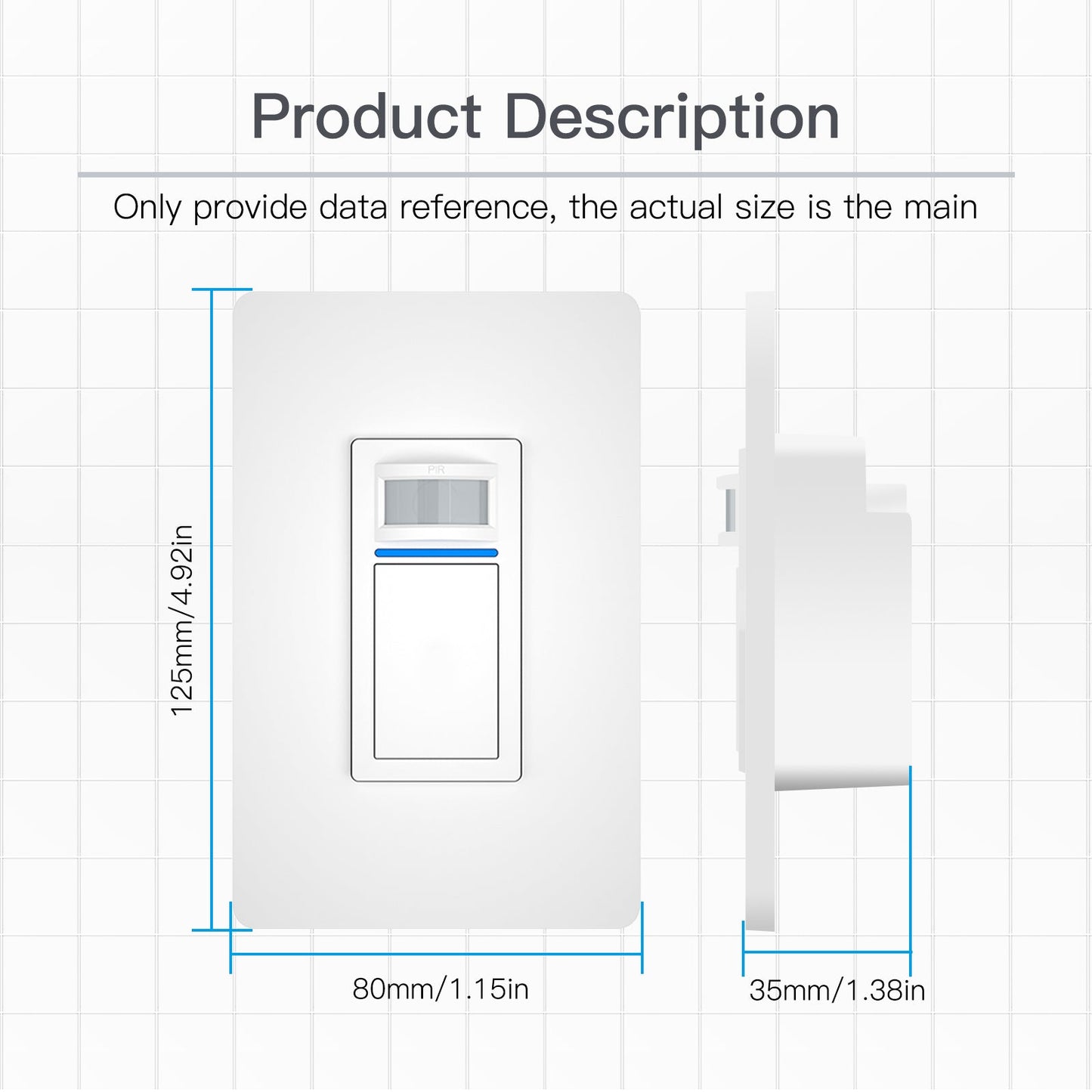 Smart WiFi Light PIR Motion Sensor Switch Single Pole Neutral Wire Required 110-125V 15A - MOES