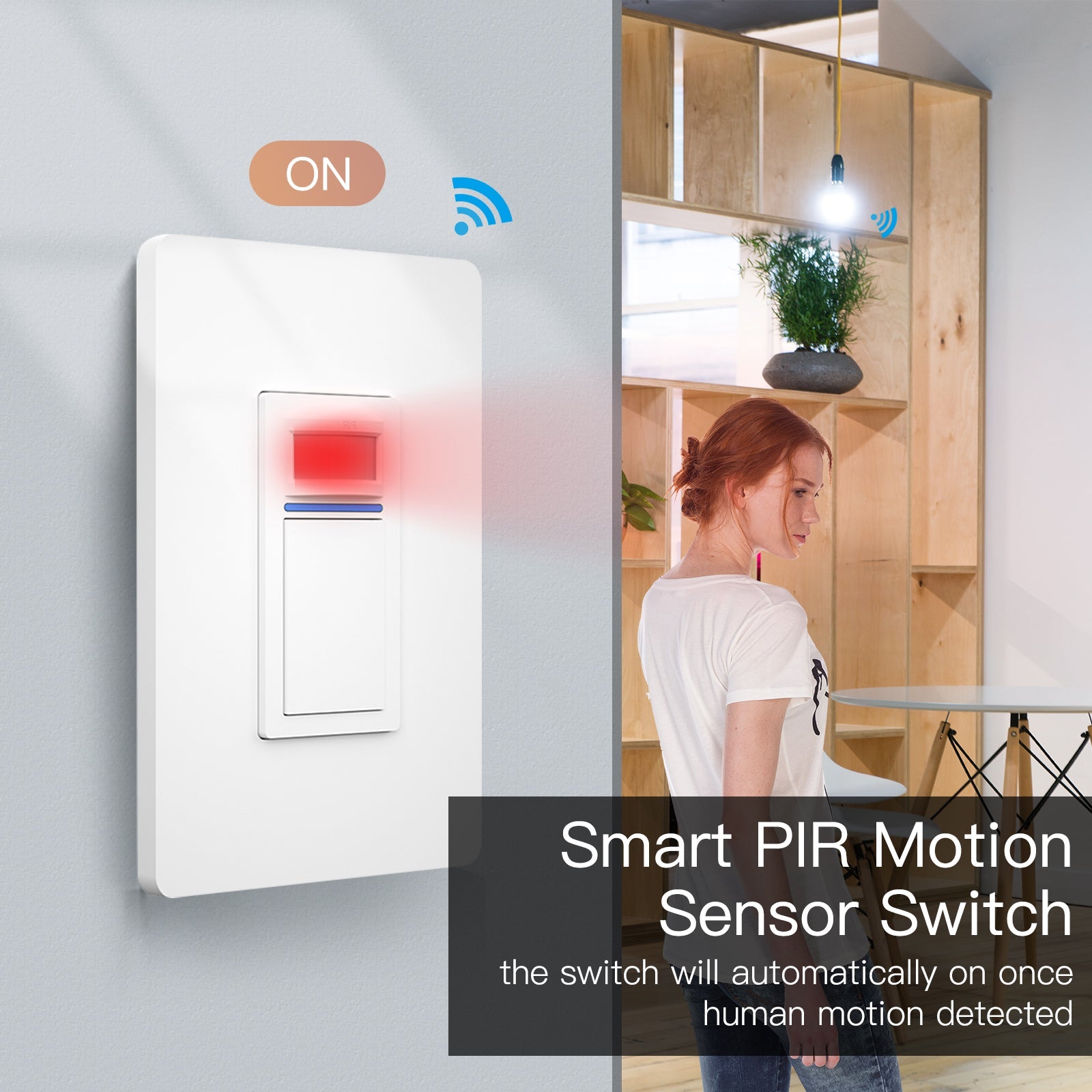 Wireless motion sensor light outlet switch