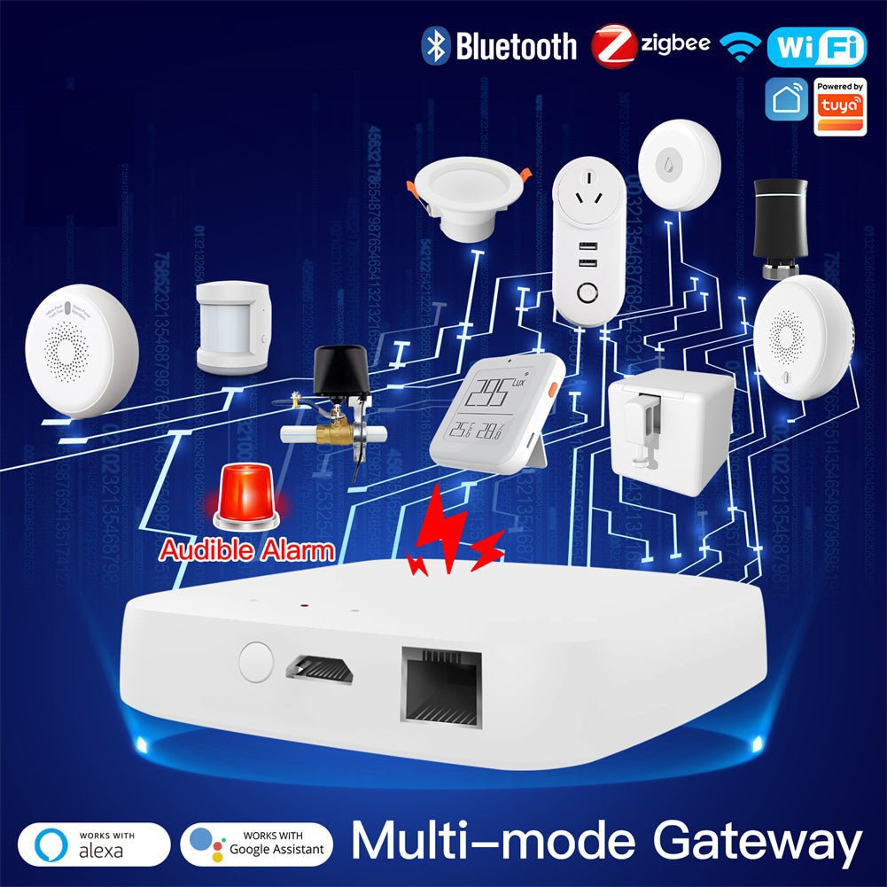 Smart Wired Multi-mode Gateway ZigBee WiFi Bluetooth Mesh Hub Away Stay Home Security Protect Mode - MOES