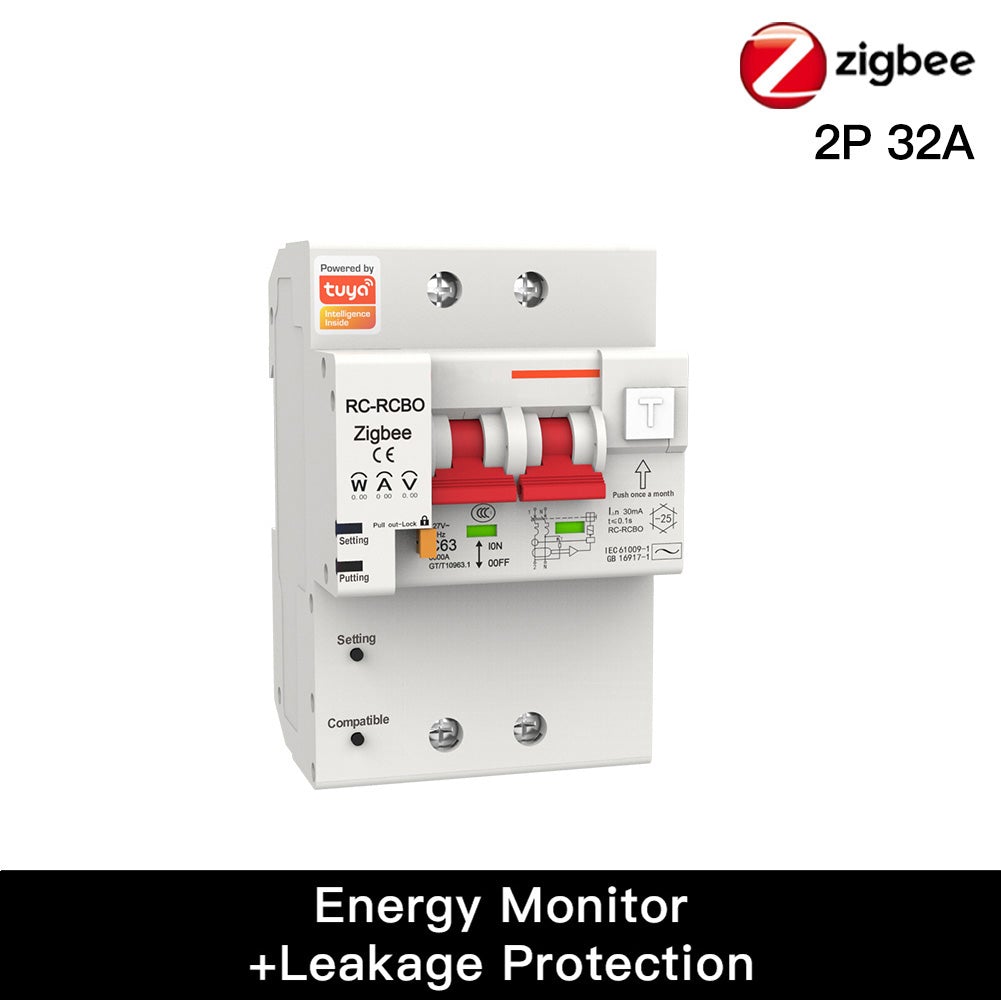 Smart ZigBee Circuit Breaker IoT Air Switch Overload Short Circuit Surge Protection Work with Smart Life/Tuya Smart APP Voice Control with Alexa Google home ZigBee Hub Required - Moes