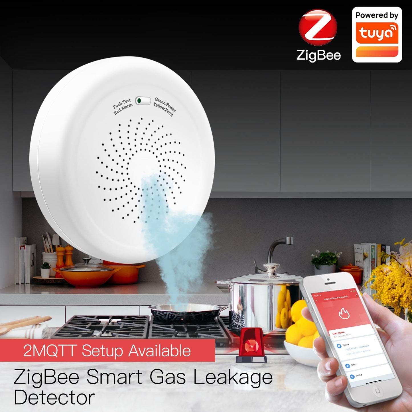 Smart ZigBee Gas Leakage Detector Combustible Sensor Tuya Smart Home Security Alarm System Smart Life Tuya App Compatible Remote Control - MOES