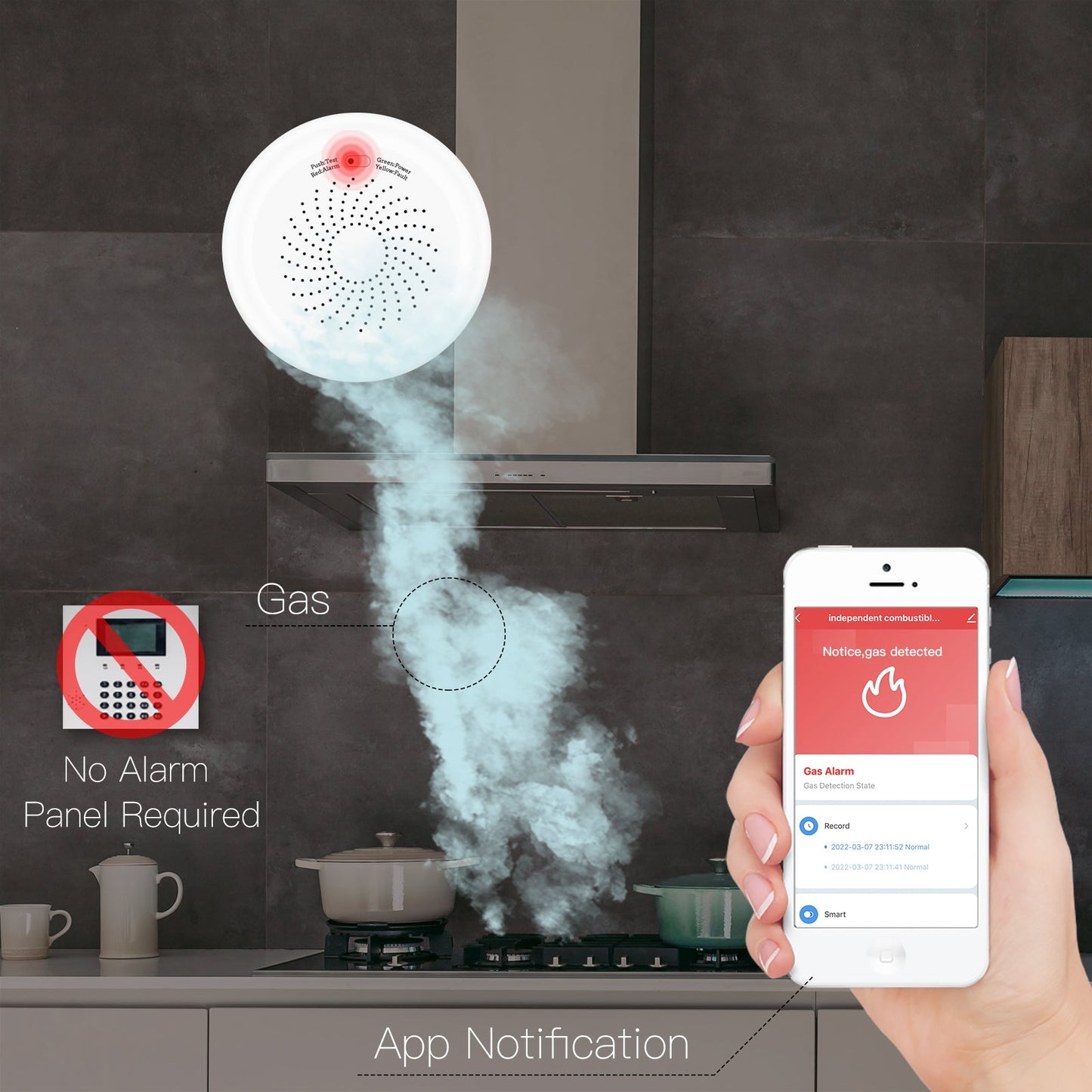 Smart ZigBee Gas Leakage Detector Combustible Sensor Tuya Smart Home Security Alarm System Smart Life Tuya App Compatible Remote Control - MOES