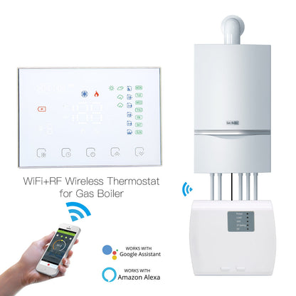 Thermostat WiFi RF Programmable Tuya Smart Wall-hung Temperature Controller Wireless RF Receiver for Gas Boiler Floor Heating - Moes