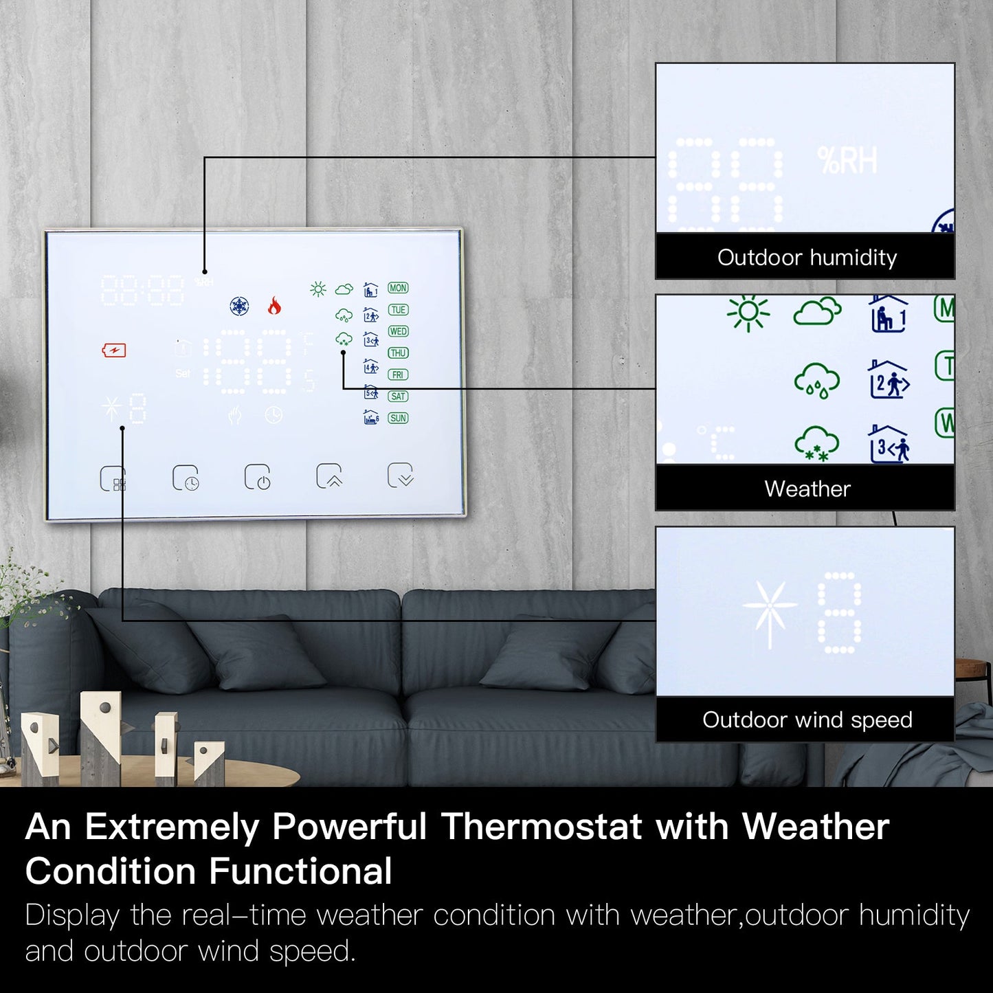 Thermostat WiFi RF Programmable Tuya Smart Wall-hung Temperature Controller Wireless RF Receiver for Water/ Electric/ Gas Boiler Floor Heating - Moes