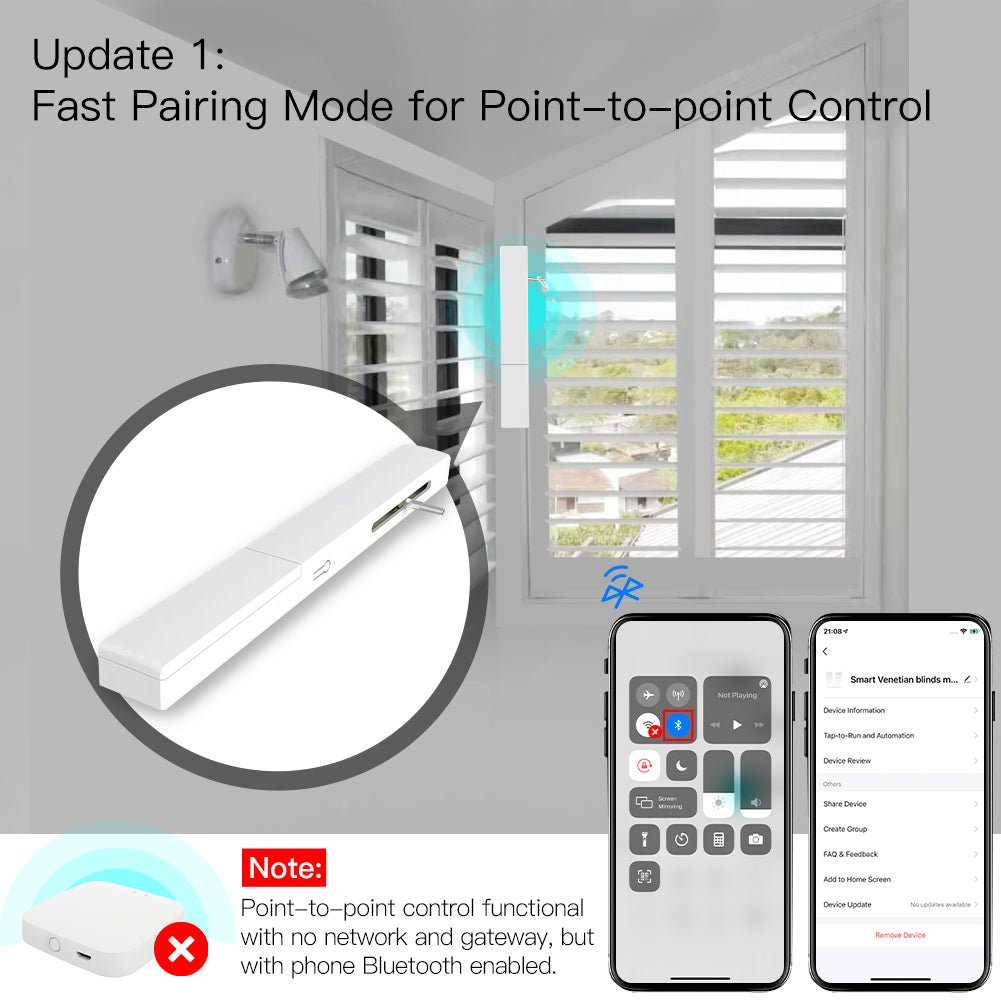 Tuya Bluetooth Smart Adjustable Blinds Motor USB Charging Plantation Shutters Window Smart Life Alexa Google Home Voice Control - MOES