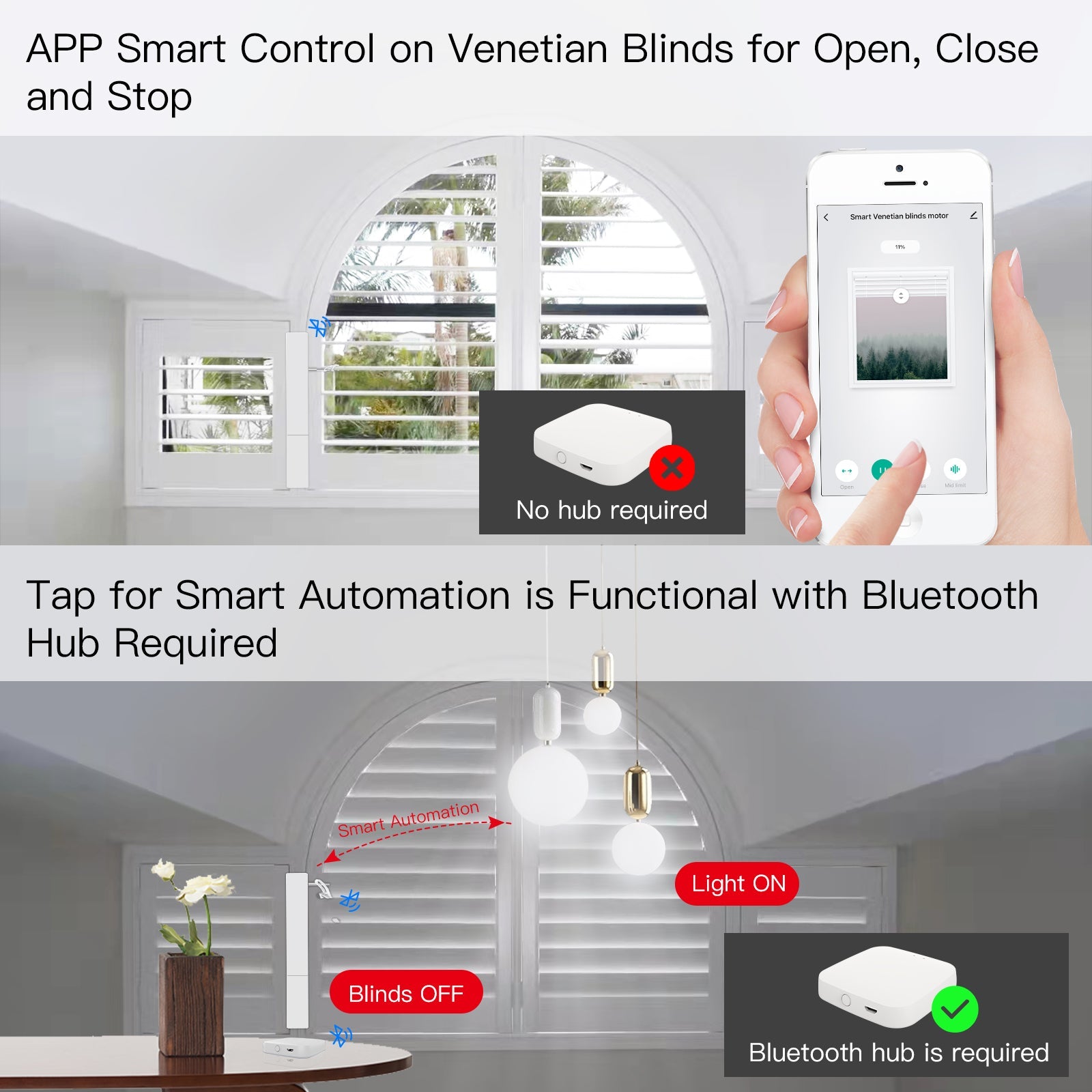 APP Smart Control on Venetian Blinds for Open, Close and Stop - MOES