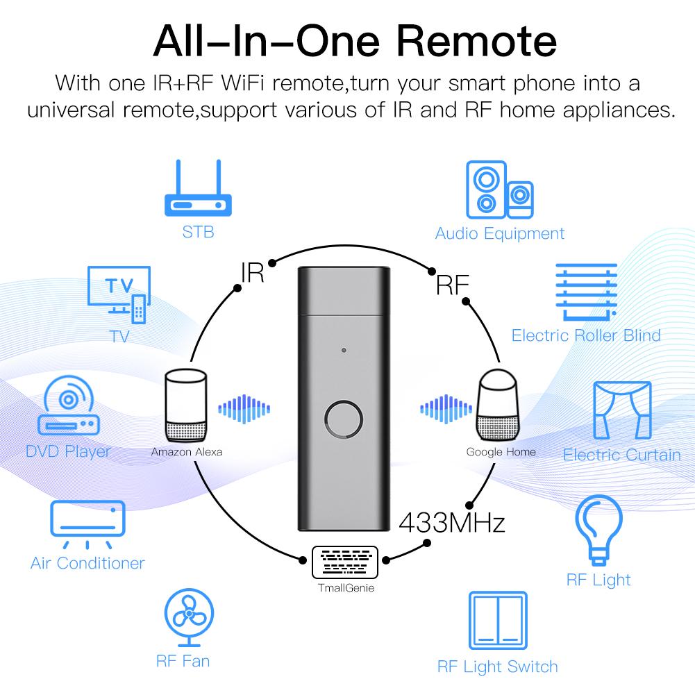 WiFi IR RF USB Smart Remote Controller|50M App Voice Universal Remote ...