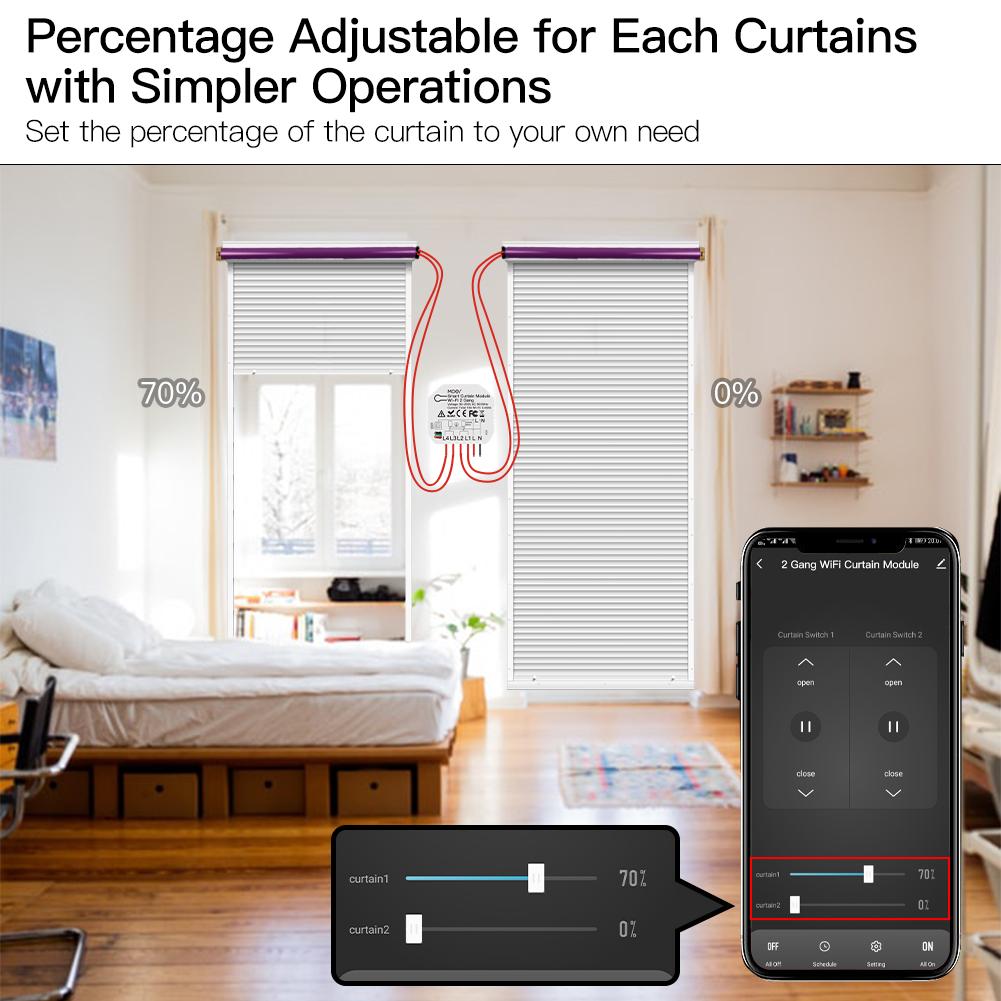 Percentage Adjustable for Each Curtains with Simpler Operations - Moes