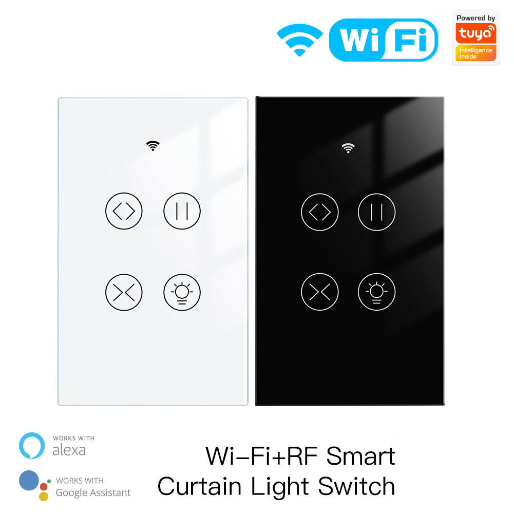 Tuya Smart WiFi RF Glass Panel Curtain Light Touch Switch Backlight ON/OFF Wireless Remote Control with Tuya Smart Life App and Voice Control with Google Home Alexa - Moes