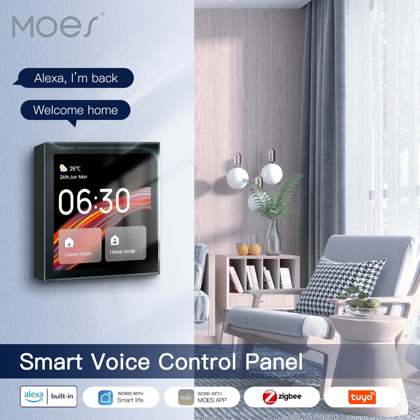 Tuya Wifi Smart Touch Screen Center Control Panel with Voice Control Alexa ZigBee Gateway Built-in - MOES