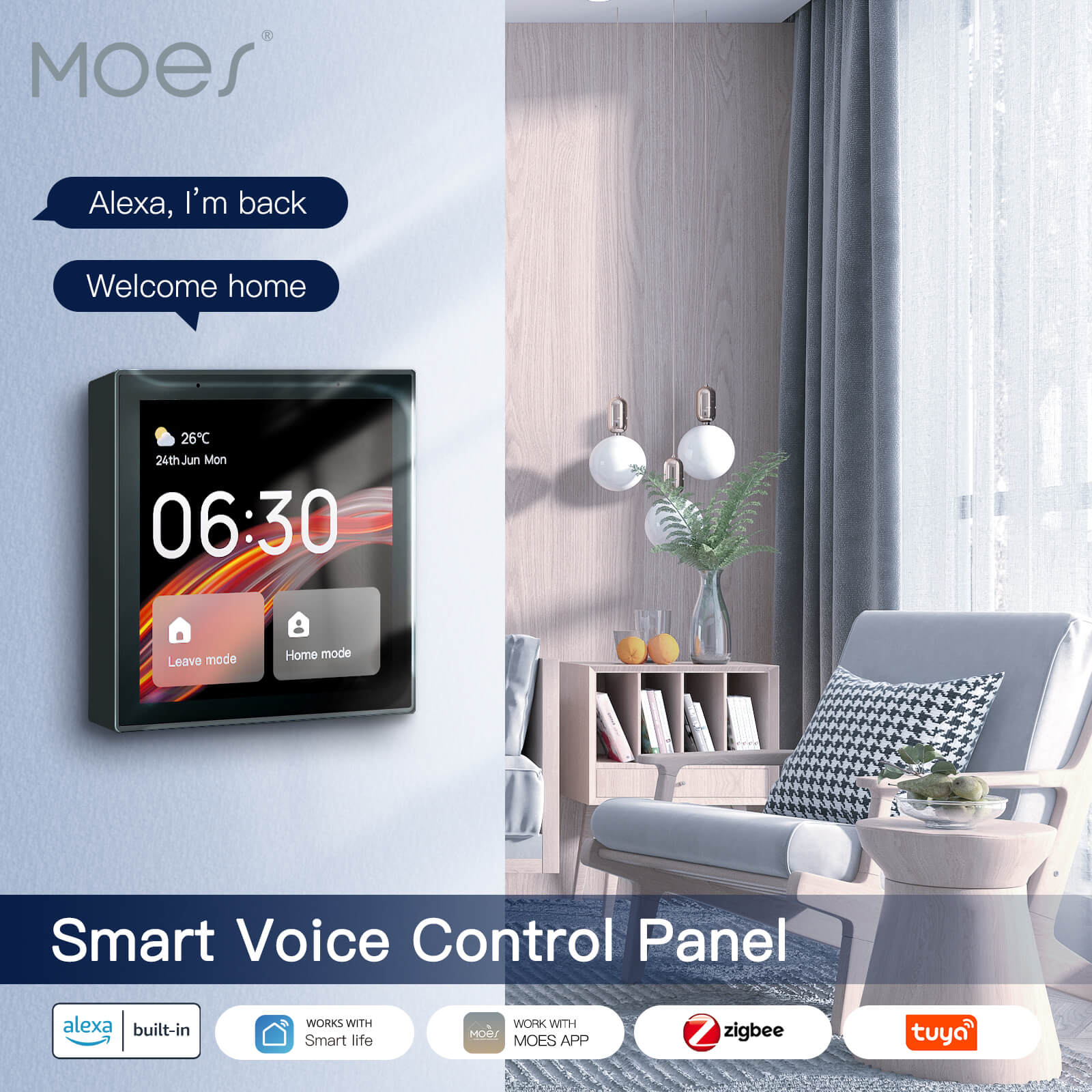 Tuya Zigbee WiFi Smart Switch Home Touch Light Wall Panel Alexa
