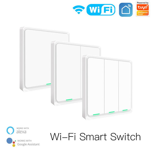 Tuya WiFi Smart Wall Light Switch Neutral Wire Required Multi-control Association in Smart Life App Works with Alexa 1/2/3 Gang - Moes