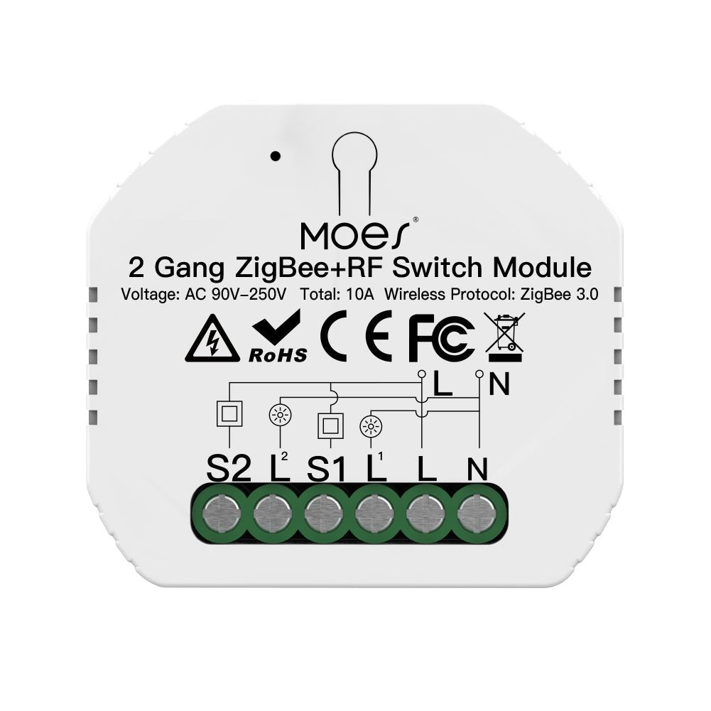 2 Gang ZigBee+RF Switch Module - Moes