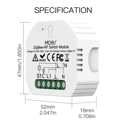 ZigBee+RF Switch Module specification  - Moes