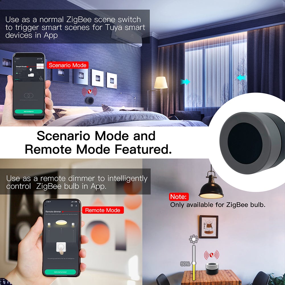 Tuya ZigBee Smart Knob Switch Wireless Scene Switch Button Scene Button Controller Battery Powered Automation Scenario - Moes