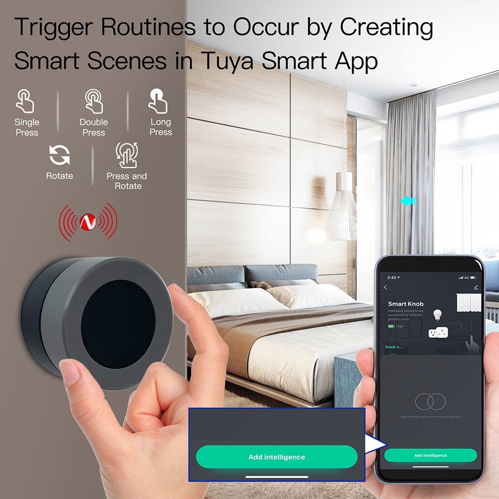 Tuya ZigBee Smart Knob Switch Wireless Scene Switch Button Scene Button Controller Battery Powered Automation Scenario - Moes