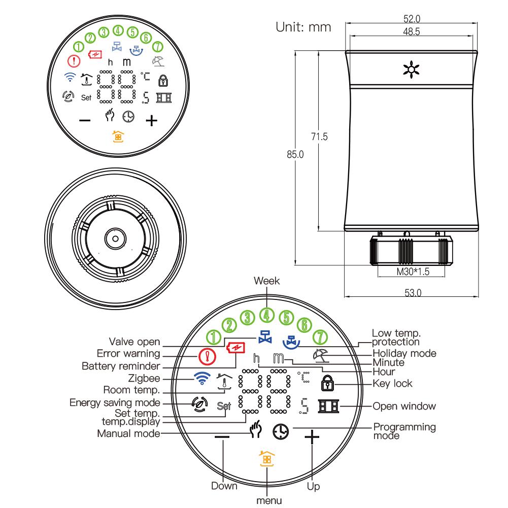 Differs from original traditional display on the valve body resulting in reading trouble from the installation position - Moes