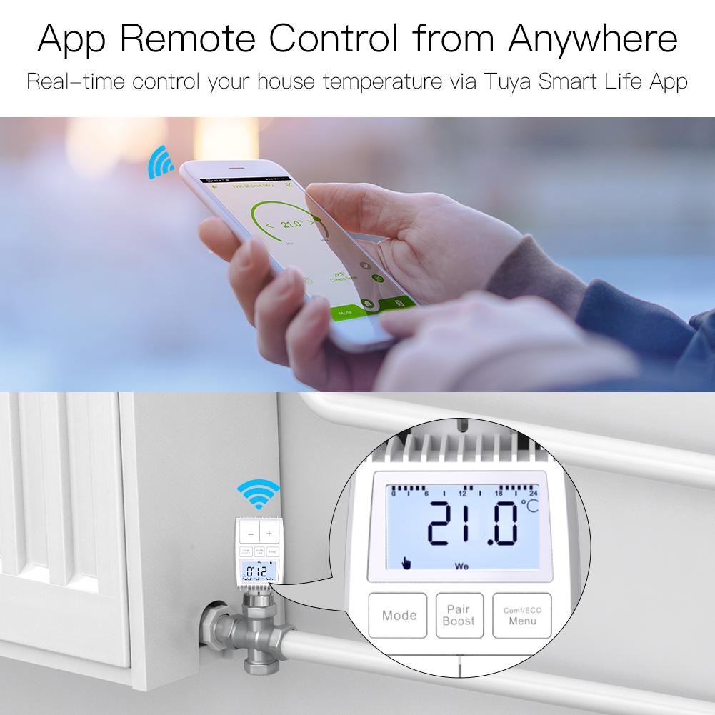 Tuya ZigBee3.0 New Mini Radiator Actuator Valve Smart Programmable Thermostat Temperature Controller External Sensor Accurate Heater TRV Thermostatic Radiator Valve Voice Control with Alexa - Moes