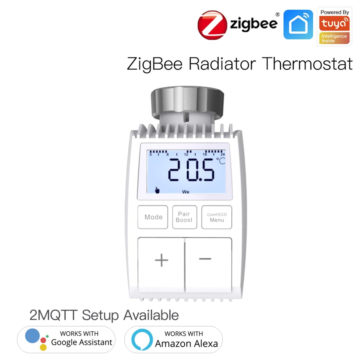 Tuya ZigBee3.0 New Mini Radiator Actuator Valve Smart Programmable Thermostat Temperature Controller External Sensor Accurate Heater TRV Thermostatic Radiator Valve Voice Control with Alexa - MOES