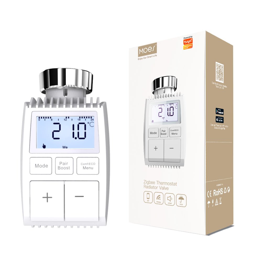 Tuya ZigBee3.0 Smart Programmable Thermostat Radiator Actuator Valve Temperature Controller - MOES