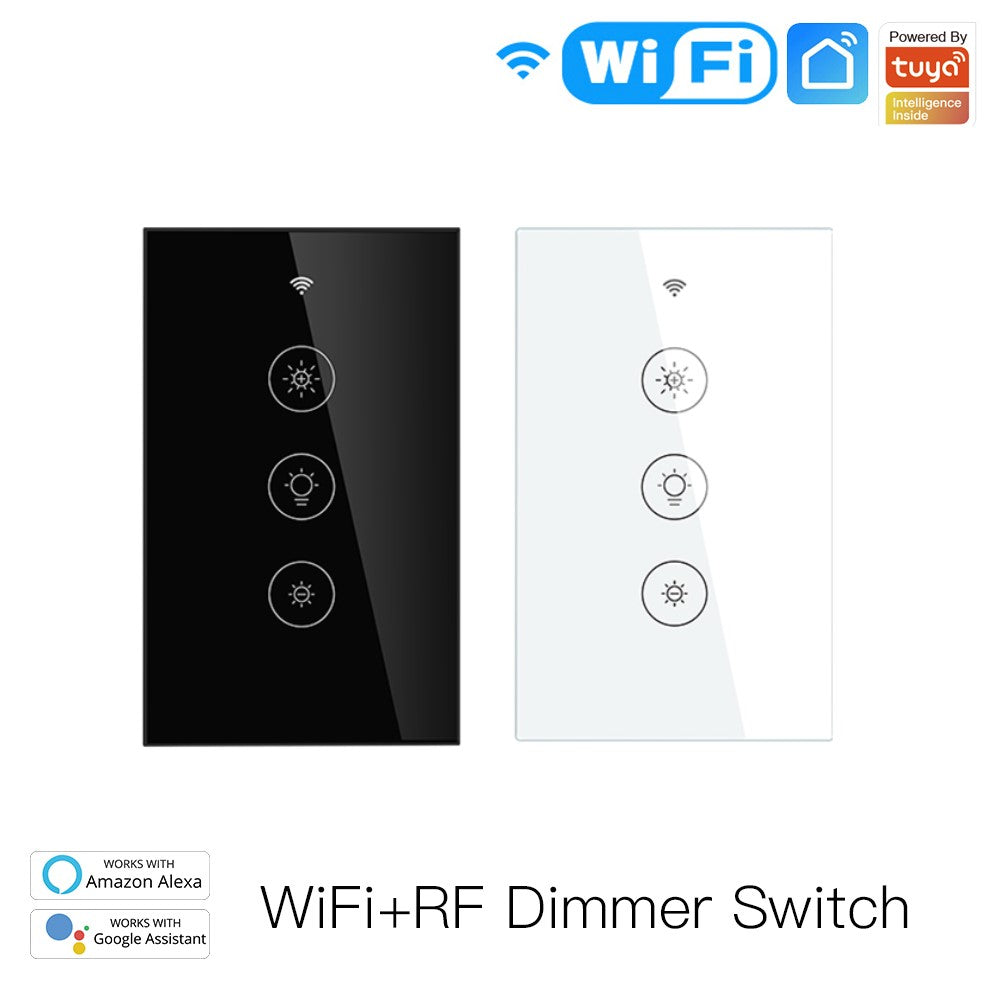 New WiFi RF Smart Light Dimmer Switch 2/3 Way Muilti-Control Association Smart Life/Tuya APP Relay Status Backlight Switch OFF RF Remote Control US - Moes