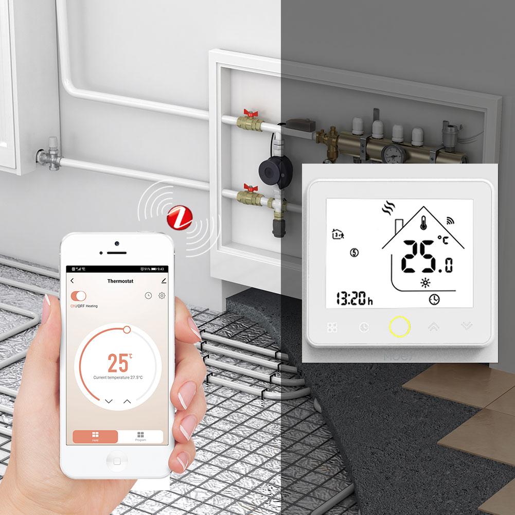 ZigBee Smart Thermostat Programmable Temperature Controller 2MQTT Setup ZigBee Hub Required for Water/ Electric Floor Heating/Gas Boiler - Moes