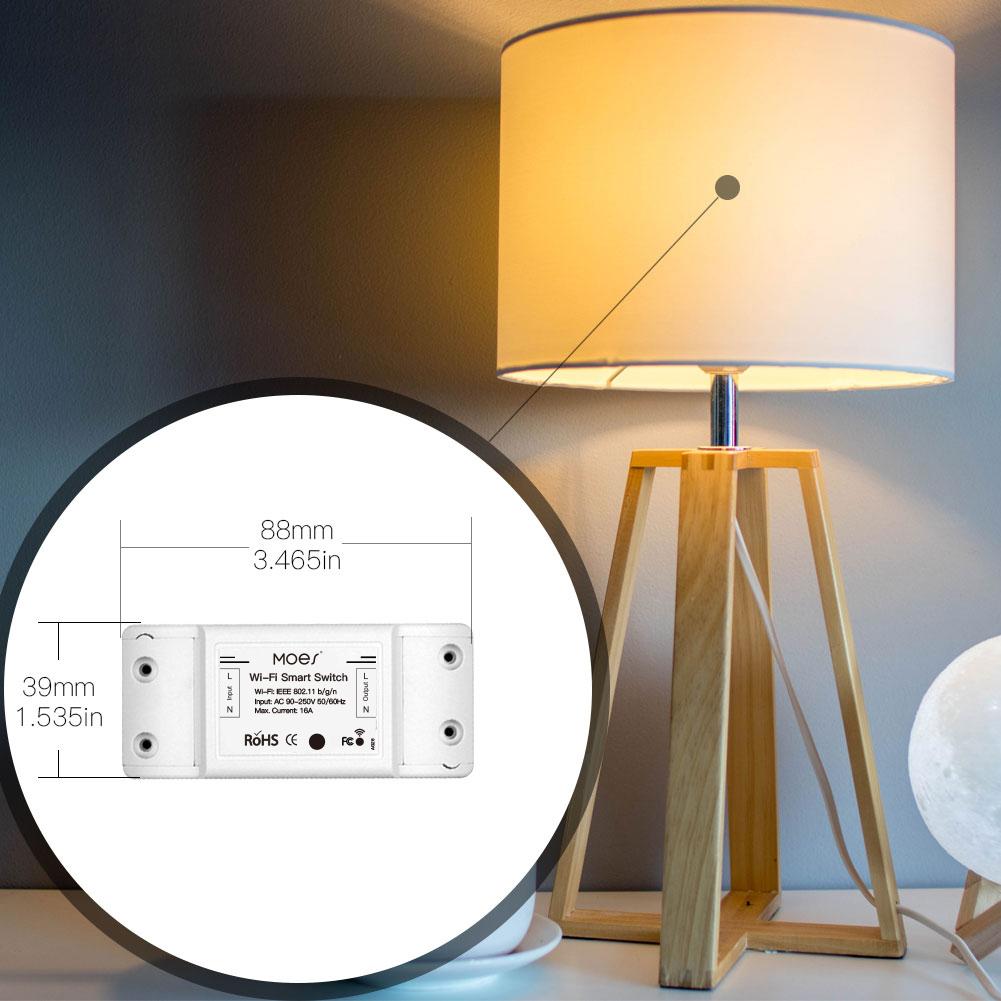 Wi-Fi DIY Smart Switch Electric Current Voltage Power Monitor Wireless Remote Control for Household Appliances Universal Module 16A Smart Life/Tuya Compatible with Alexa Google Assistants - Moes