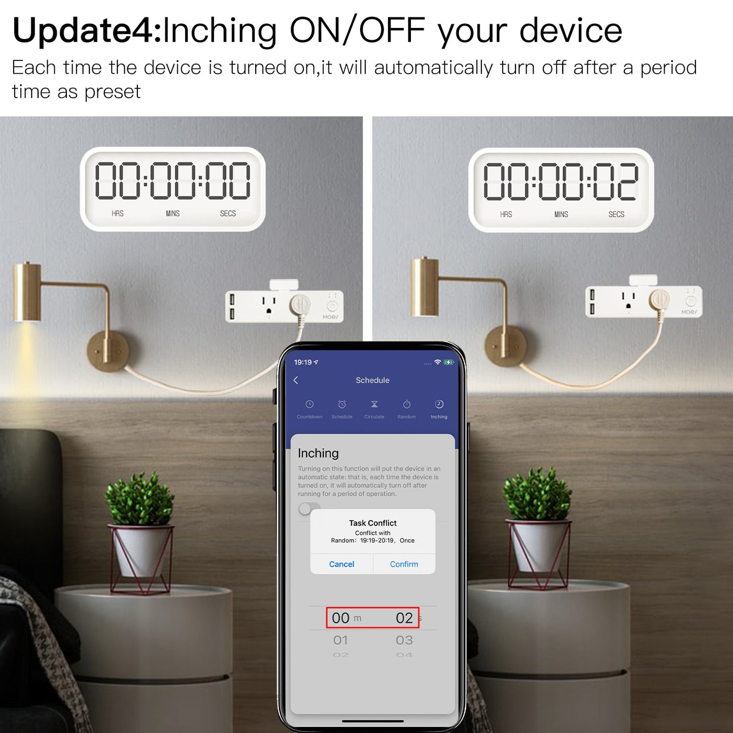 Wi-Fi Tuya Smart US Outlet Extender Multi Plug Socket Outlet Shelf with 2 Electrical Outlet Splitter Wall Plug Expander and 2 USB for Home Dorm with Relay Status and Light Mode Adjustable Smart Life APP Control Works with Alexa Google - Moes