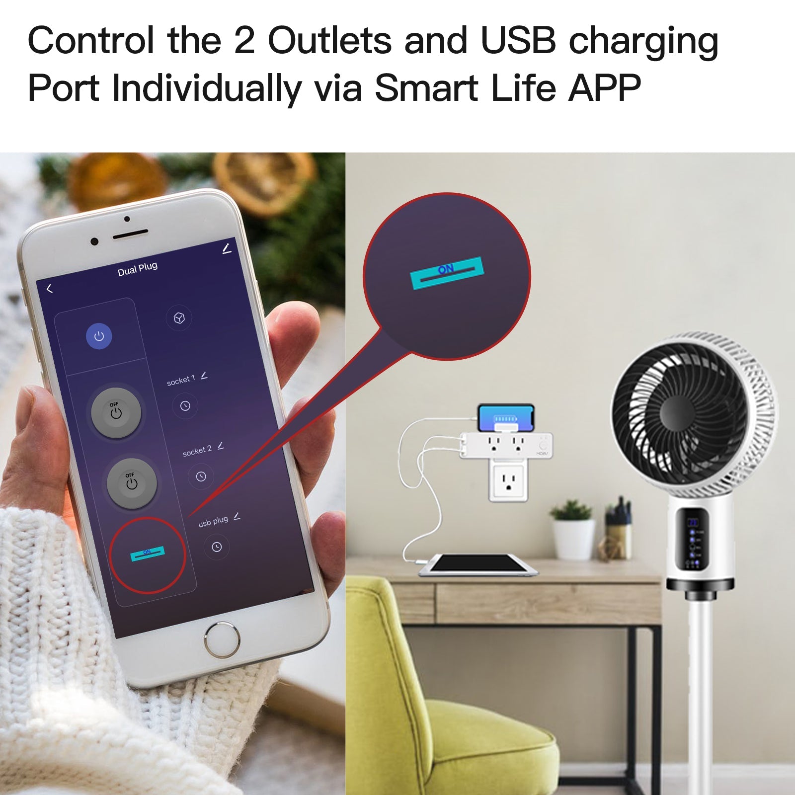 Double Socket WiFi Extender|Smart Multi Plug Shelf With USB Port – MOES