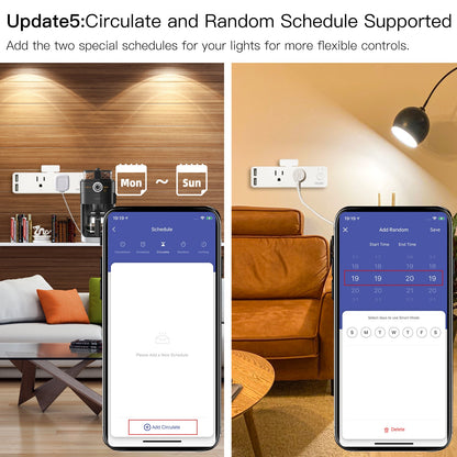 Wi-Fi Tuya Smart US Outlet Extender Multi Plug Socket Outlet Shelf with 2 Electrical Outlet Splitter Wall Plug Expander and 2 USB for Home Dorm with Relay Status and Light Mode Adjustable Smart Life APP Control Works with Alexa Google - Moes